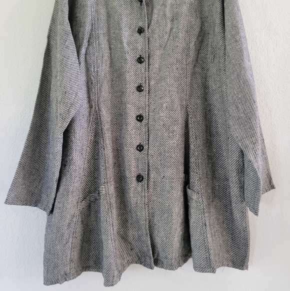 FLAX Plus Size Linen Jacket Shirt 3X. - Picture 3 of 7